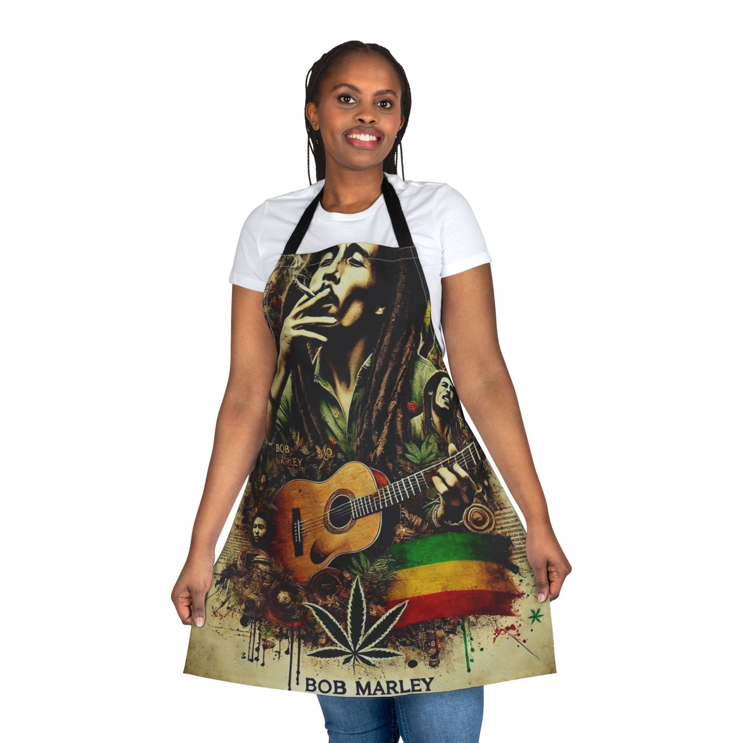 Rasta Guitar Apron – Reggae Music Chef Apron with Cannabis Art