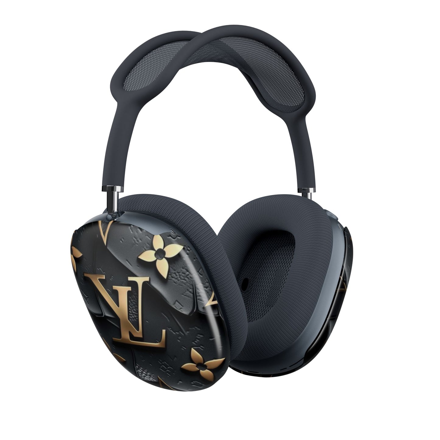Luxury Monogram AirPod Max Case — Black & Gold LV Pattern