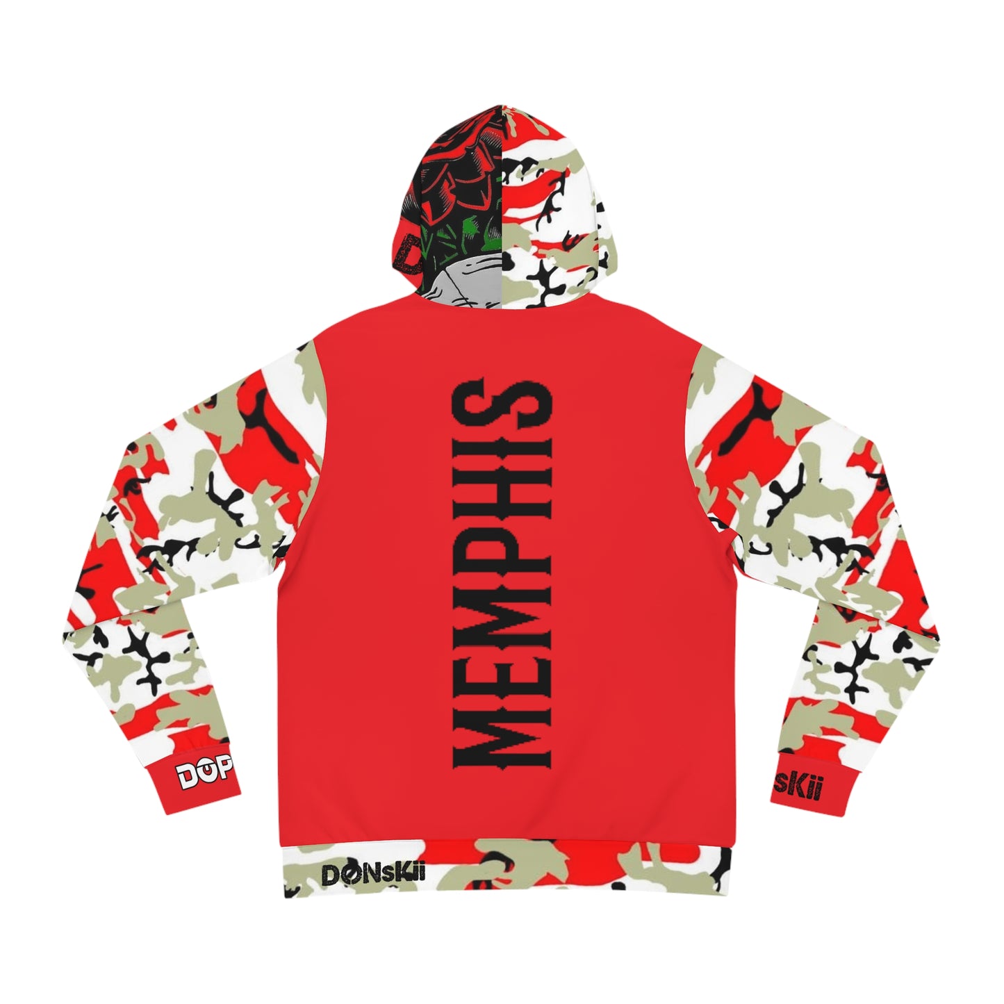 DONSKii Memphis Red Camo & Rose” Fashion Hoodie