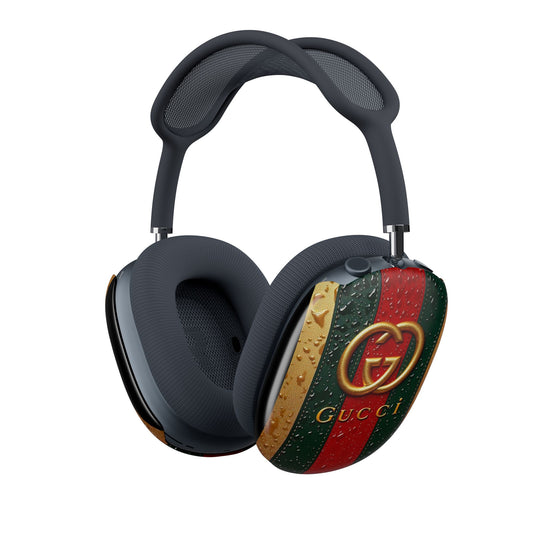 Designer Stripe AirPods Max Covers — Luxury Logo Accent Headphone Case