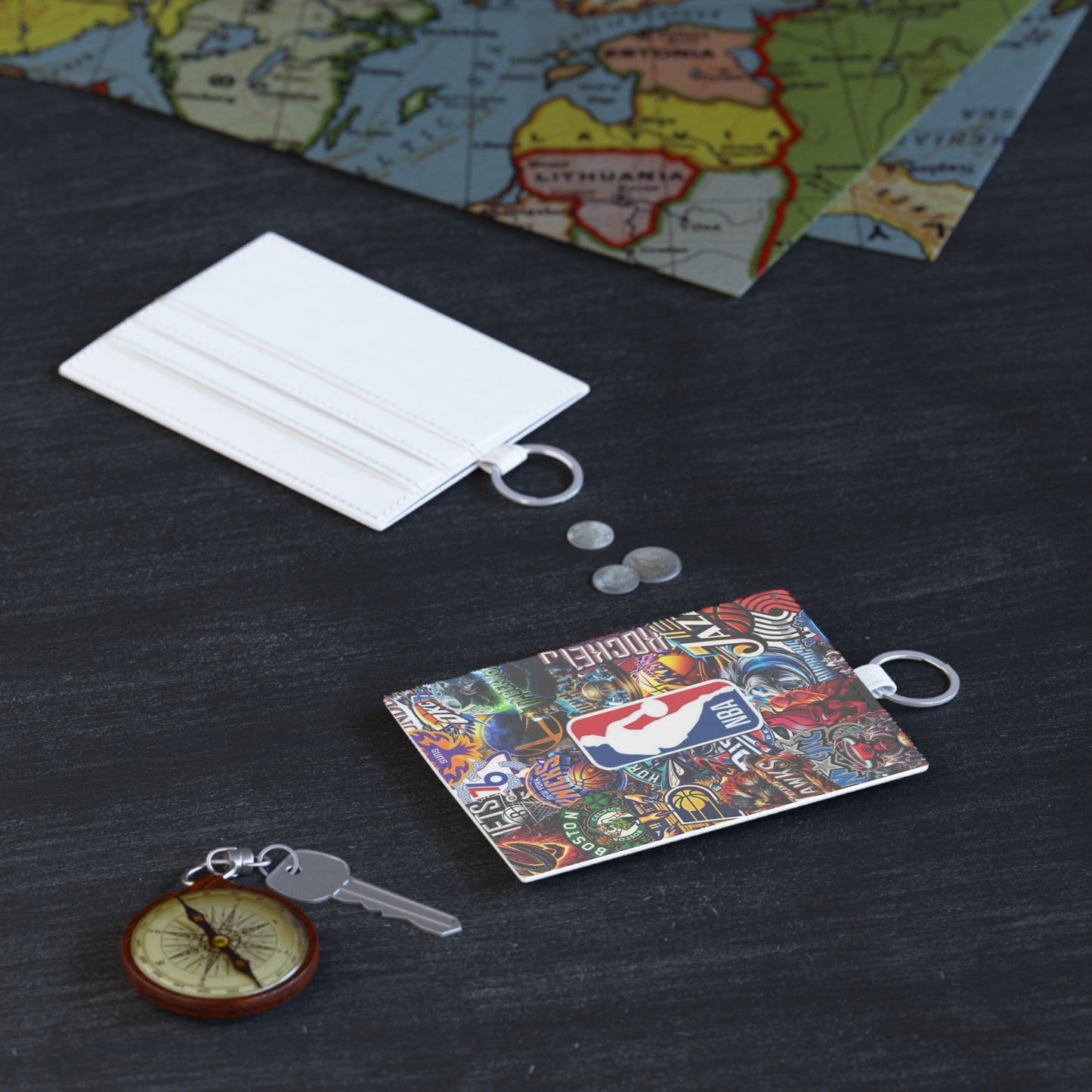 Pro Logo Collage Saffiano Leather Card Holder