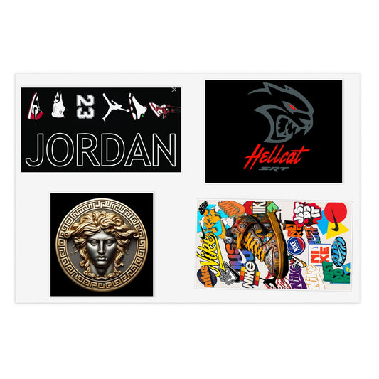 Jordan & Hellcat Holographic Sticker Sheet Pack — 10-Piece Decorative Decal Set