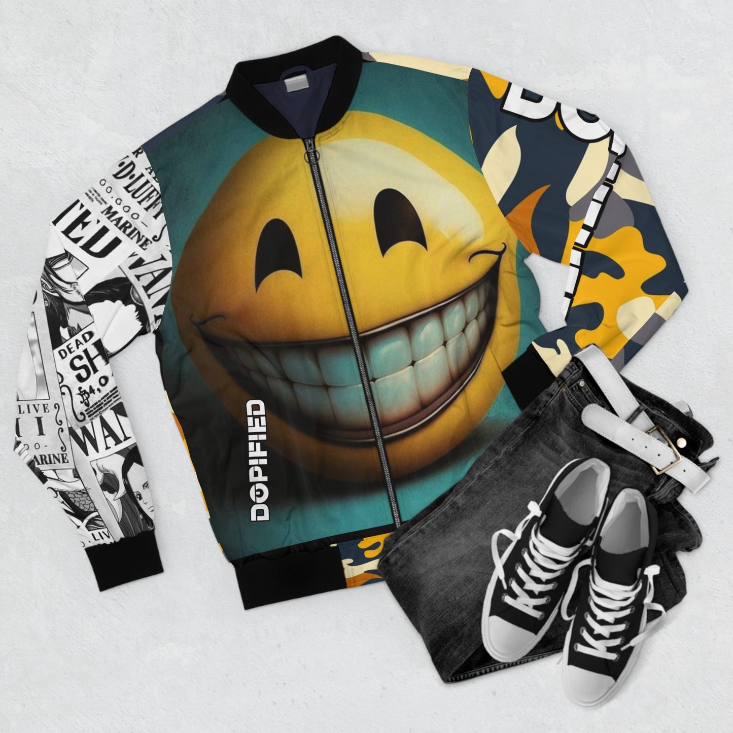 DOPiFiED “WANTED Smirk Smile” Men's Bomber Jacket