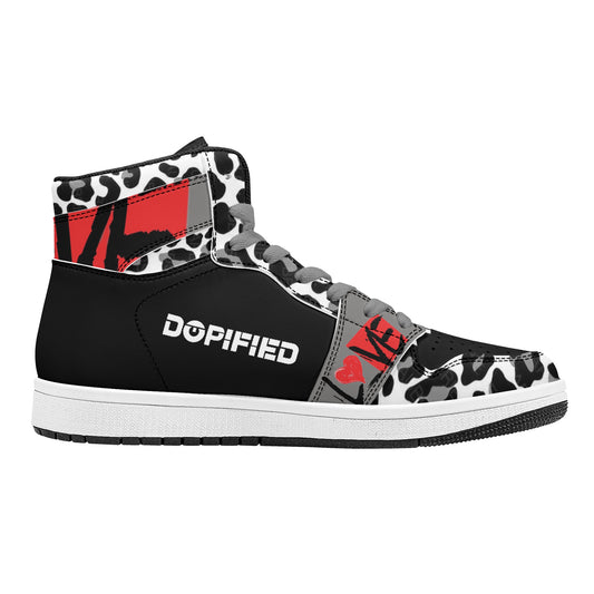 DOPiFiED & L❤️VE Collab LEOpard Mens High Top Leather Sneakers