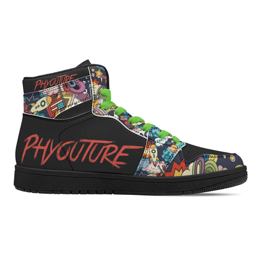 PHYOUTURE Da GOAT 🐐 “SPACE P” Edition Mens Black High Top Leather Sneakers