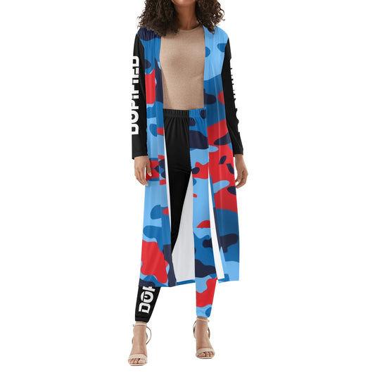 DOPiFiED Womens Long Sleeve Camo Cardigan and Leggings 2pcs