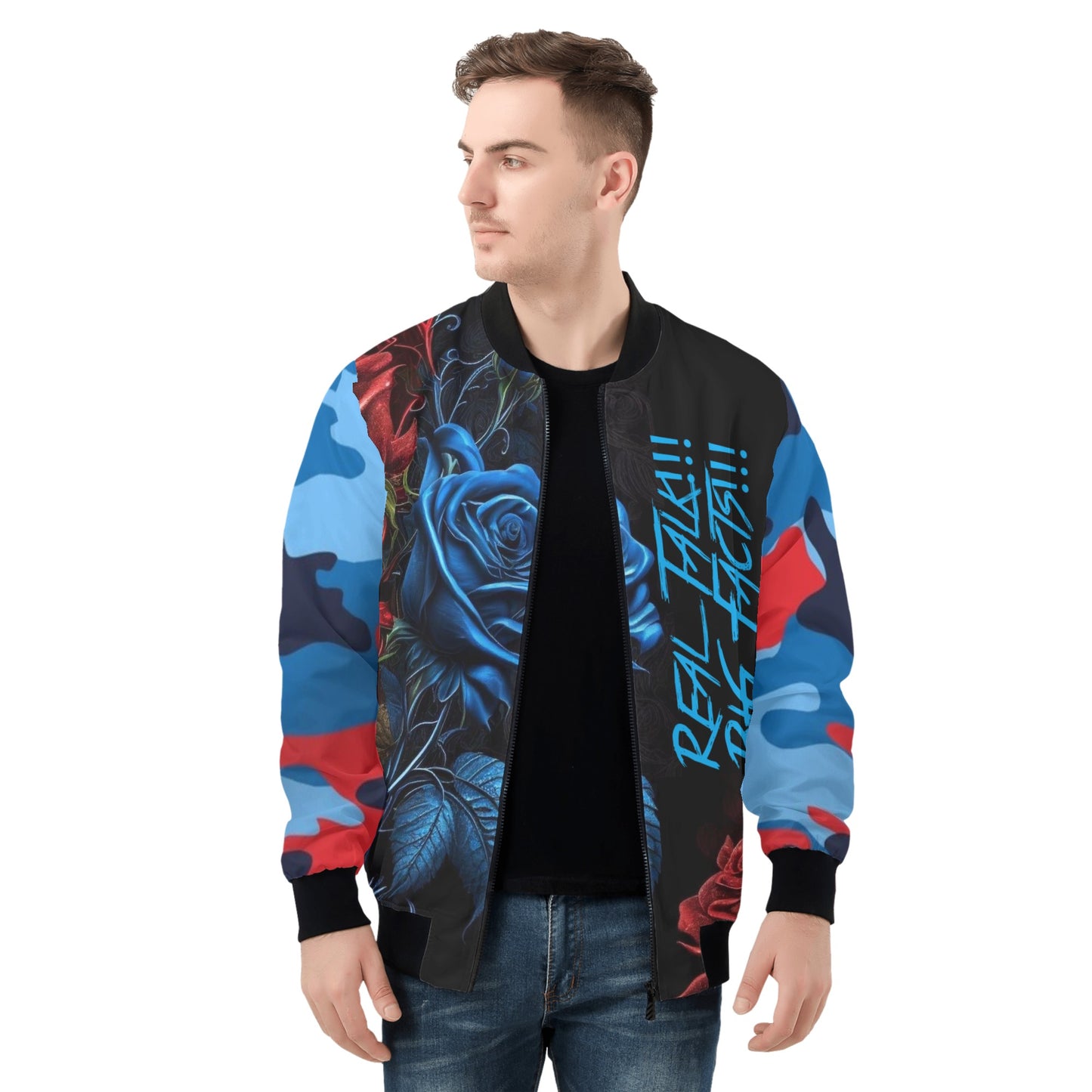 REAL TALK!!! BIG FACTS!! Mens Zip Up Bomber Jacket