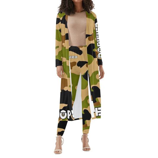 Womens DOPiFiED Camo Long Sleeve Cardigan and Leggings 2pcs