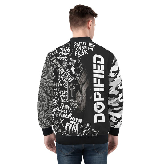 Mens DOPiFiED Faith Over Fear Zip Bomber Jacket