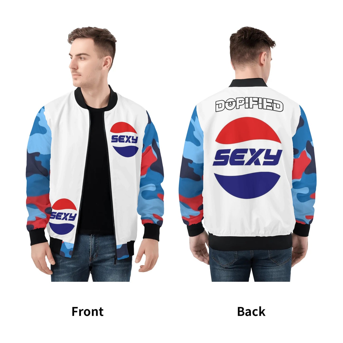 Mens All Over Print Zip Bomber Jacket