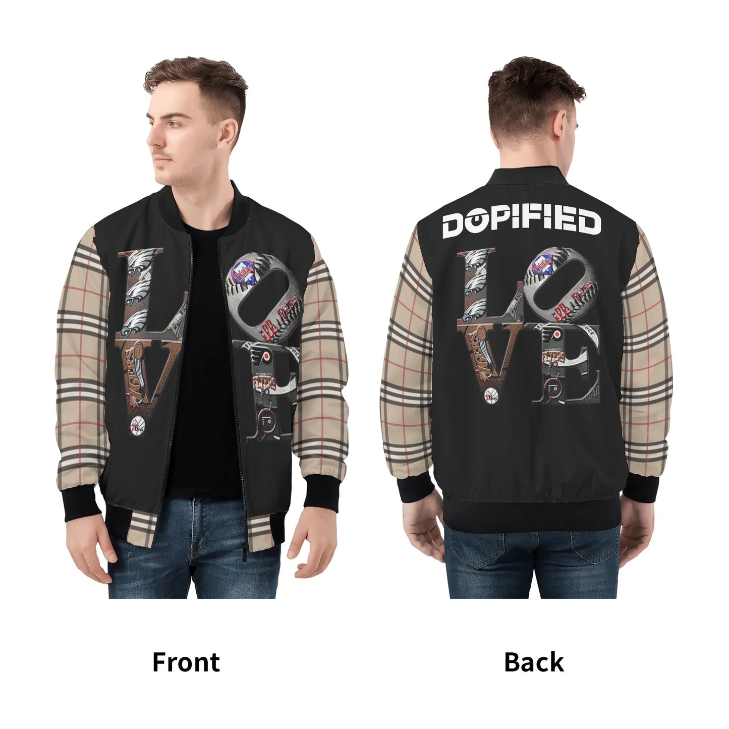 Mens Philly Brotherly Love Zip Bomber Jacket