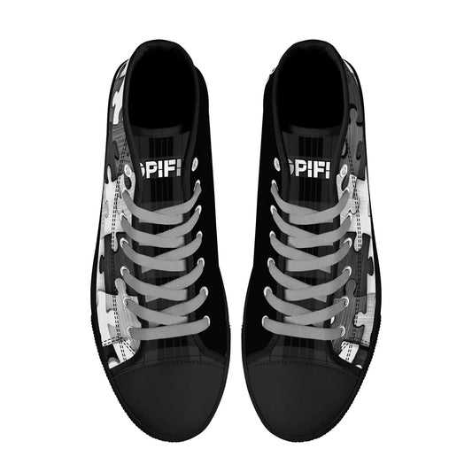 Mens DOPiFiED Puzzle & Plaid High Top Canvas Sneakers