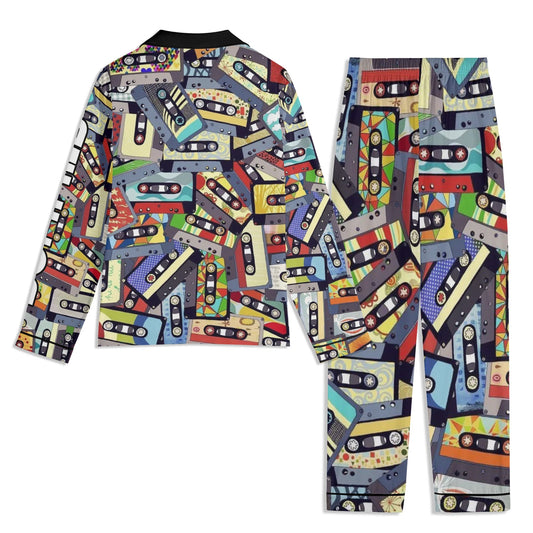 DOPiFiED Toon Cassette Unisex Long Sleeve Adult Nightwear Pajama Set