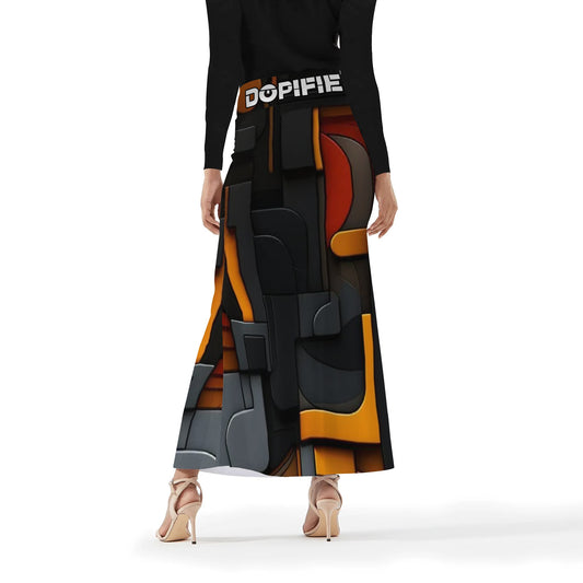 Womens Geometrix Wrap Fishtail Long Skirt