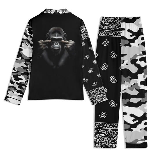 Unisex Camo Bandana G. Long Sleeve Adult Nightwear Pajama Set