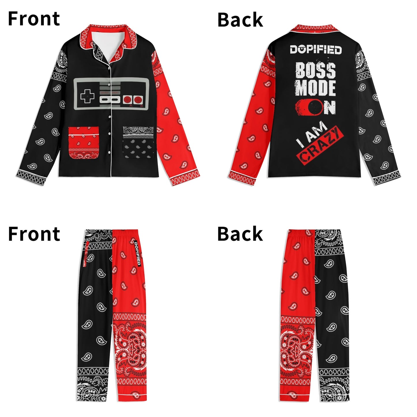 Bandana G Unity DOPiFiED Unisex Long Sleeve Adult Nightwear Pajama Set