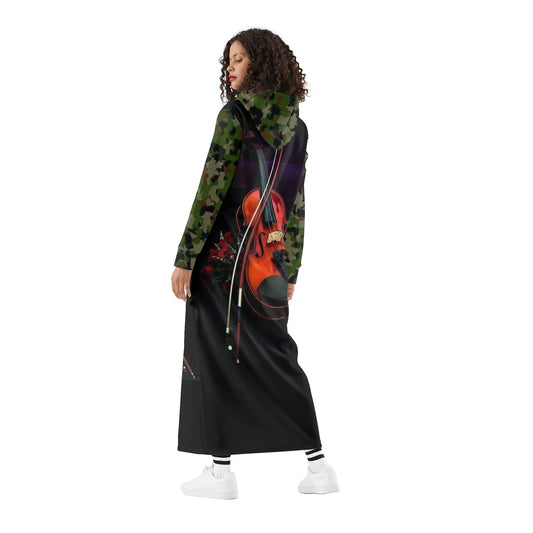 Michael Prince Violin Womens Casual Lightweight Long Hoodie Dress