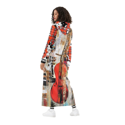 Michael Prince Violin Womens violin Vibe Casual Lightweight Long Hoodie Dress