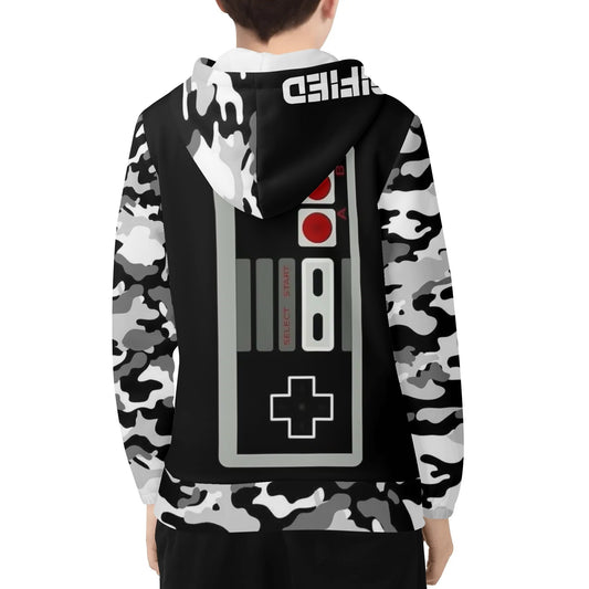 Sudadera con capucha y cremallera ligera para jóvenes con estampado de camuflaje DOPiFiED