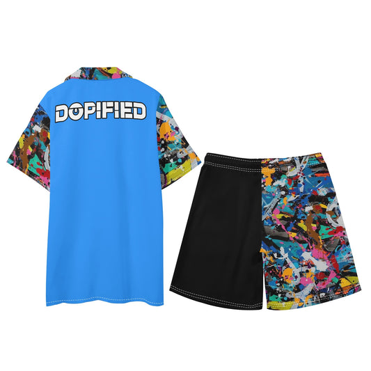 Mens Regular Fit Crash Hawaiian Short Sleeve Shirt and Shorts Set