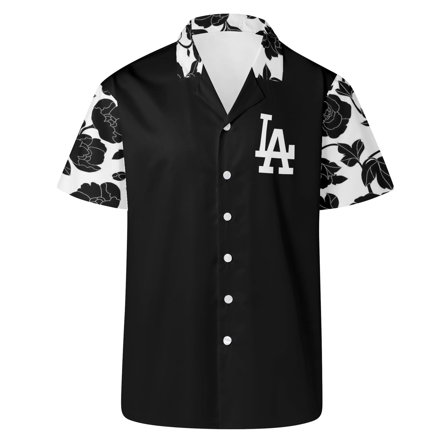 Mens LA USA Floral Casual Hawaiian Shirt