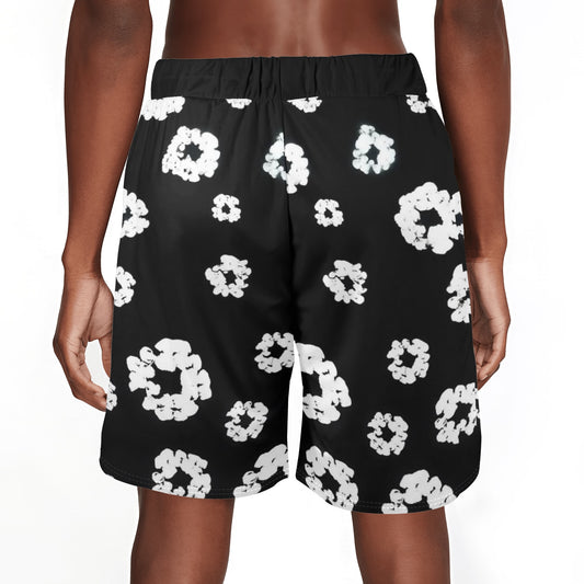 Mens Viral Floral Basketball Mesh Shorts Sea Life Swim Trunks
