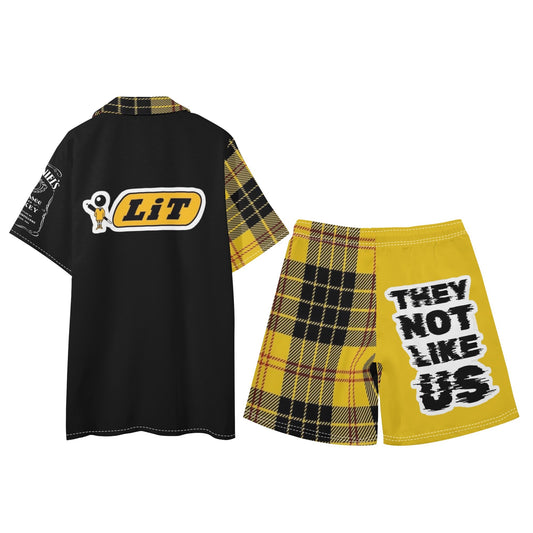 Mens Regular Jack Daniels Fit Hawaiian Short Sleeve Shirt and Shorts Set