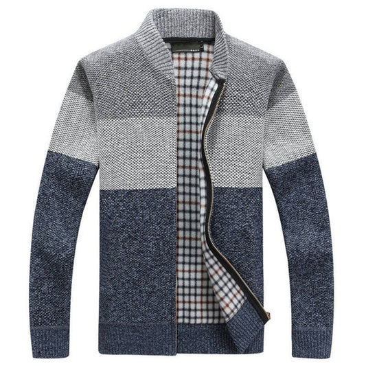 Winter Men's Jackets Thick Cardigan Autumn Gradient knitted Zipper Coat