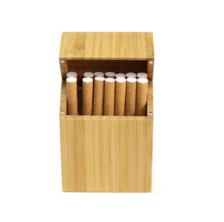 Handmade Fine Smoke 20 Magnets Flip Over Thin Bamboo Wood Box Gifts Cigarette Cases