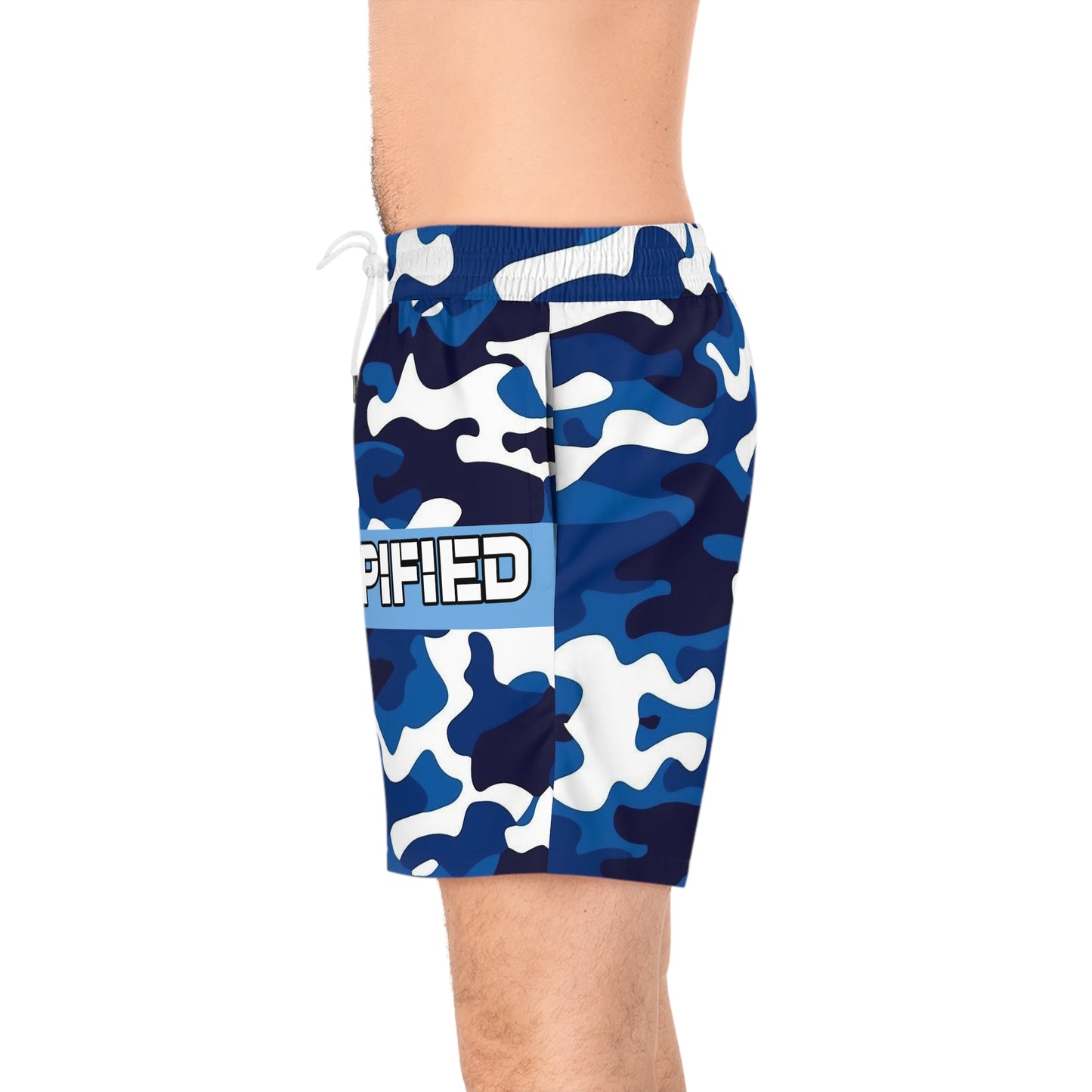Men's DOPiFiED Navy Camo Mid-Length Swim Shorts (AOP)