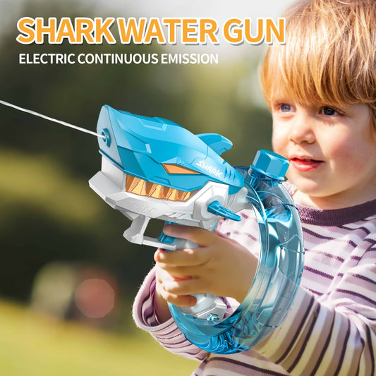 Nuevos juguetes de pistola de agua eléctrica Shark, totalmente automáticos, de fuego continuo