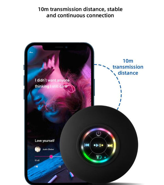 Large suction cup waterproof Bluetooth speaker w/ LED light emitting & waterproof