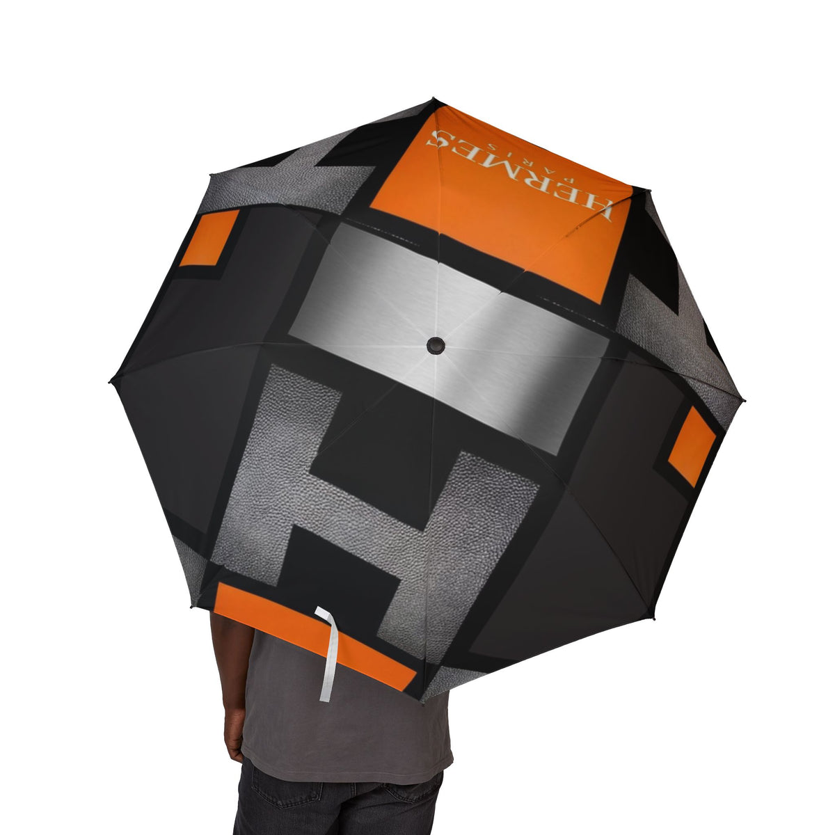 Luxury Brand Hermes Semi-Automatic Foldable Umbrella
