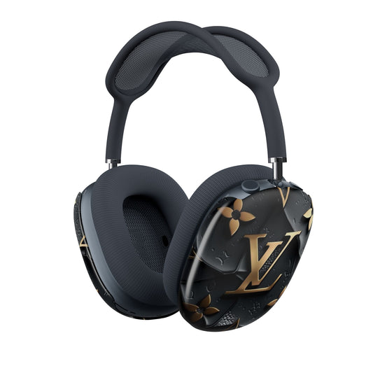 Luxury Monogram AirPod Max Case — Black & Gold LV Pattern