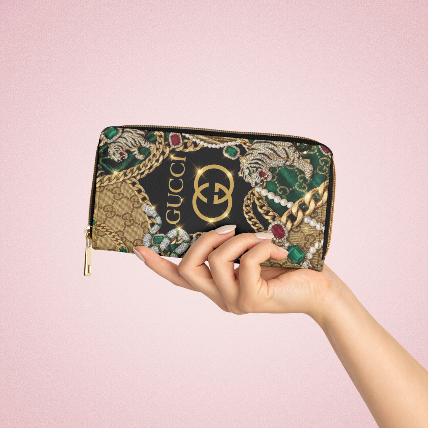Luxury Chain & Tiger Zipper Wallet