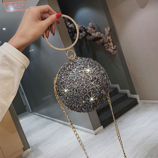 Crystal Ball Chain Shoulder Bag Purse