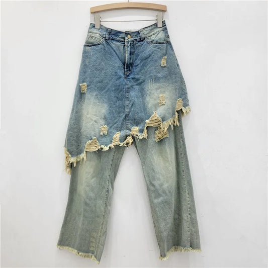 2026 Frayed Denim Skirt Pencil Silhouette Quick Dry Nylon/Cotton Trend