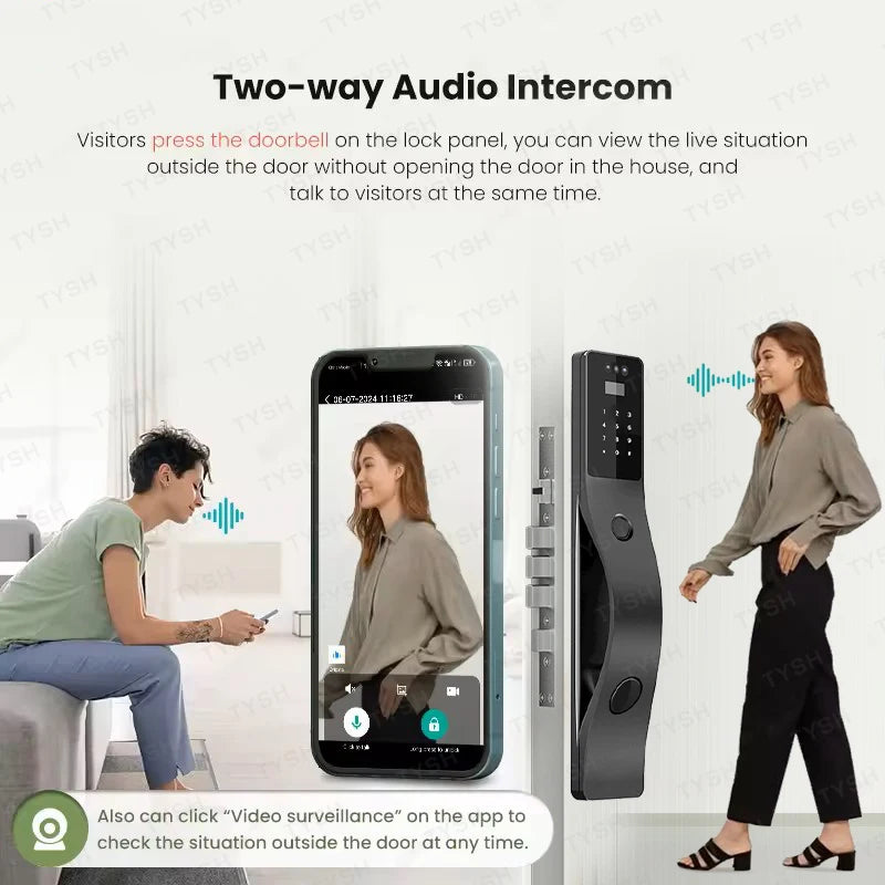 Ai Automatic Electronic smart door Lock Cerradura Inteligente Wifi App Fingerprint, Card & Face Recognition