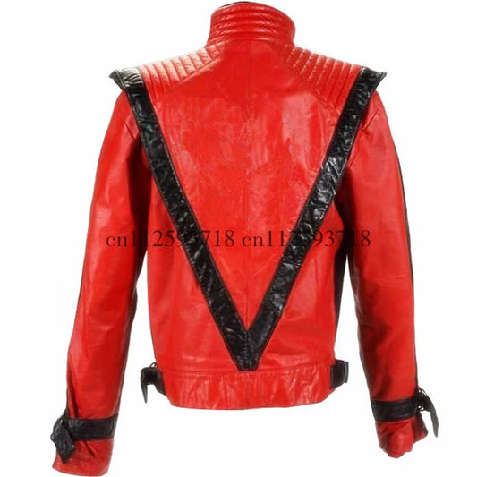 Michael Jackson Red Style Jacket in Red PU Leather Halloween