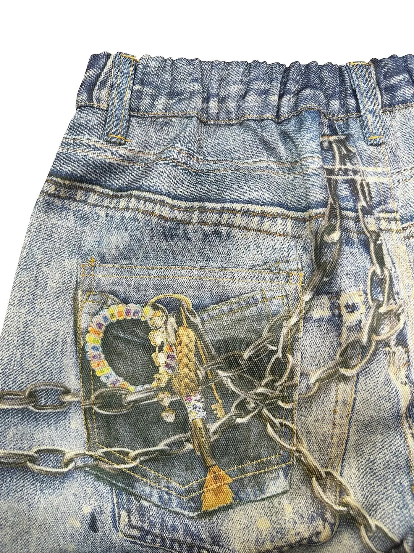 Women Denim Casual Leather Wide Leg Pants Streetwear Lady Loose Straight-Leg Jeans