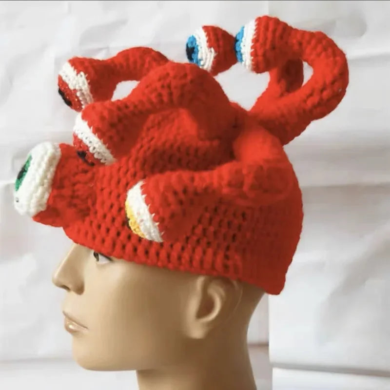 Hand-knitted Octopus Eye Hats Fall/Winter Tentacle Hats Men's and Women's Monster Hats