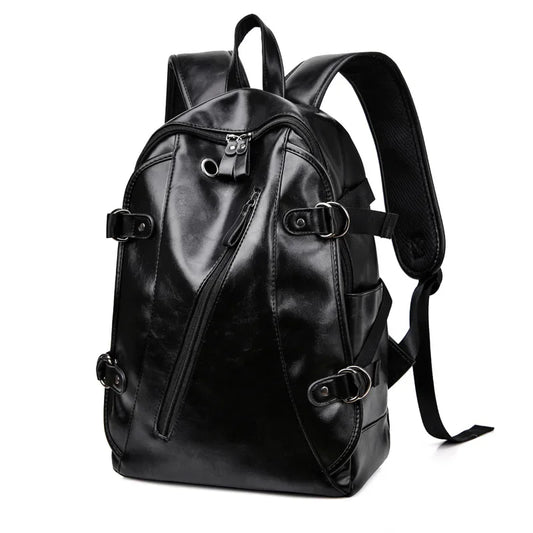soft PU leather vintage casual backpack for men large capacity travel backpack male laptop shoulder bag waterproof work backpack