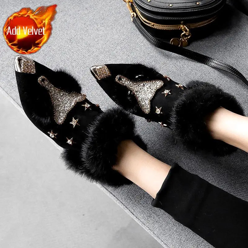 Elegant with Medium Heels Booties Pointed Toe Ankle Boots for Women Autumn & Winter