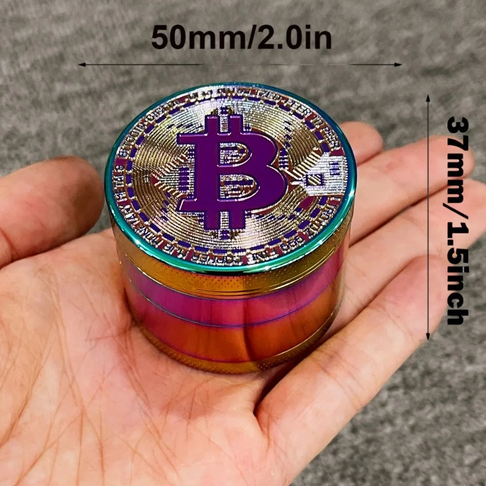 2/2.5inch Bitcoin Coin Herb Grinder Pepper Mortar Salt Crusher Spice Mill Tobacco Grass Grinder Smoking Cigarette Accessories