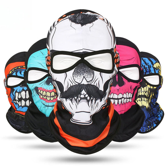 Outdoor Men Women Cycling Mask 3D Skull Bandana Balaclava Windproof Motorcycle Riding Full Face Cover 2 Holes Neck Face Shield