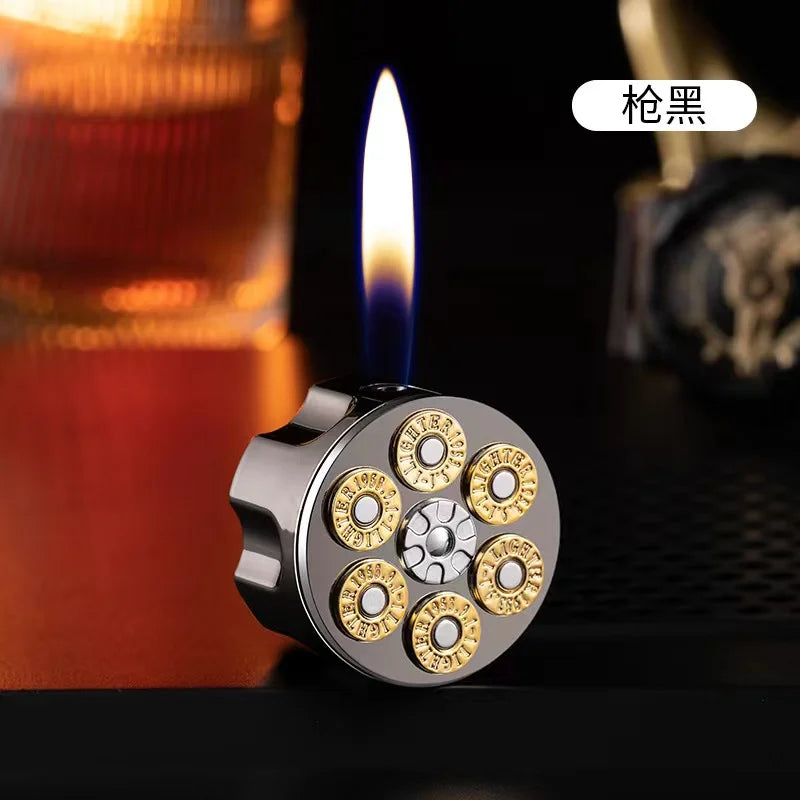 Creative Left Wheel Bullet Clip Shape Butane Gas Lighter Electroplated Mirror Sideslip Ignition Portable Smoking Accessories
