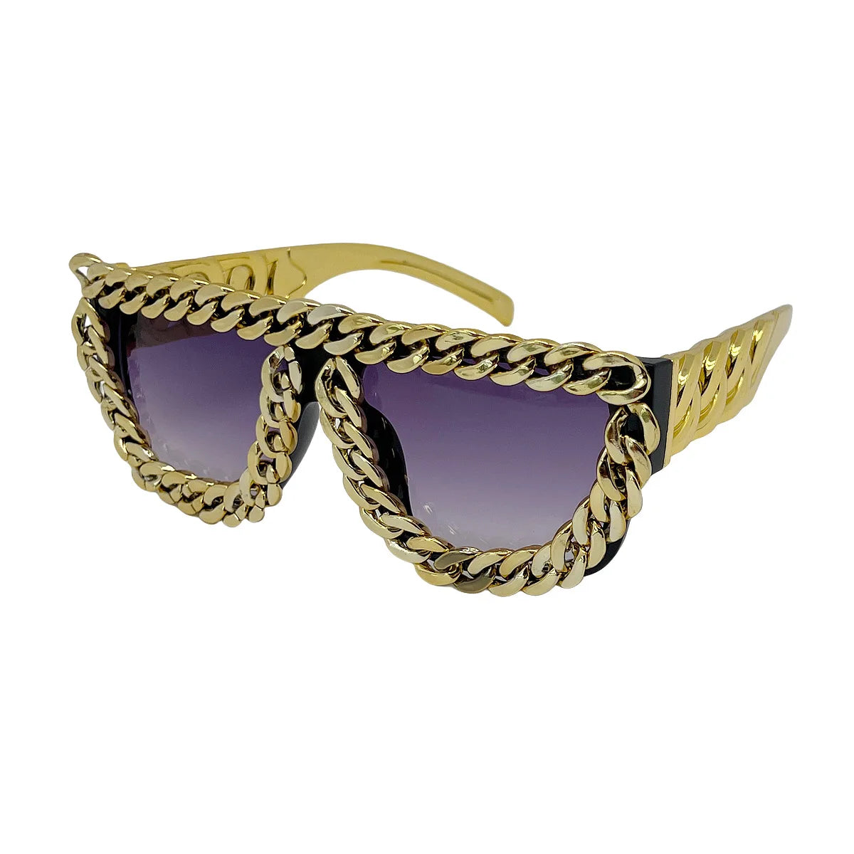 Gold Chain Sunglasses for Men Retro Exaggerated Fashion Designer