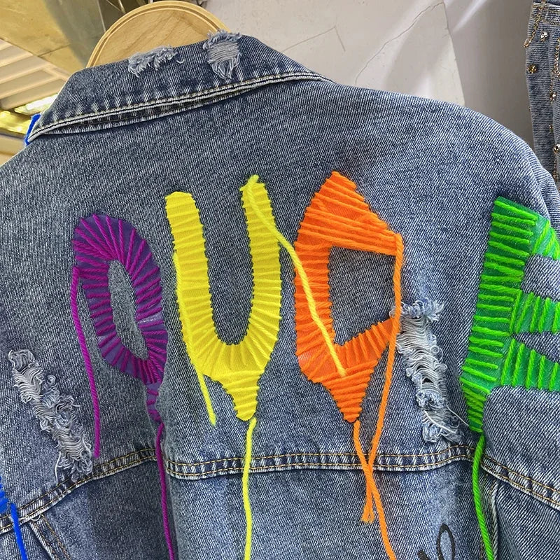 Graffiti Denim Jacket Women