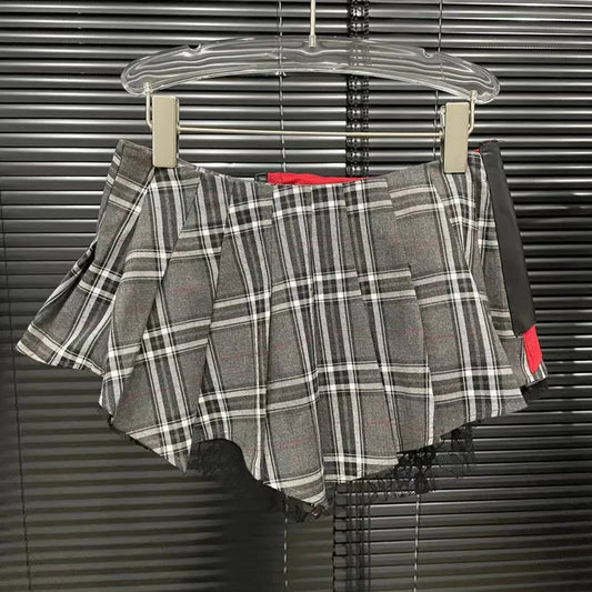 Women Trend Denim PU Leather Short Skirt Fashion Modern