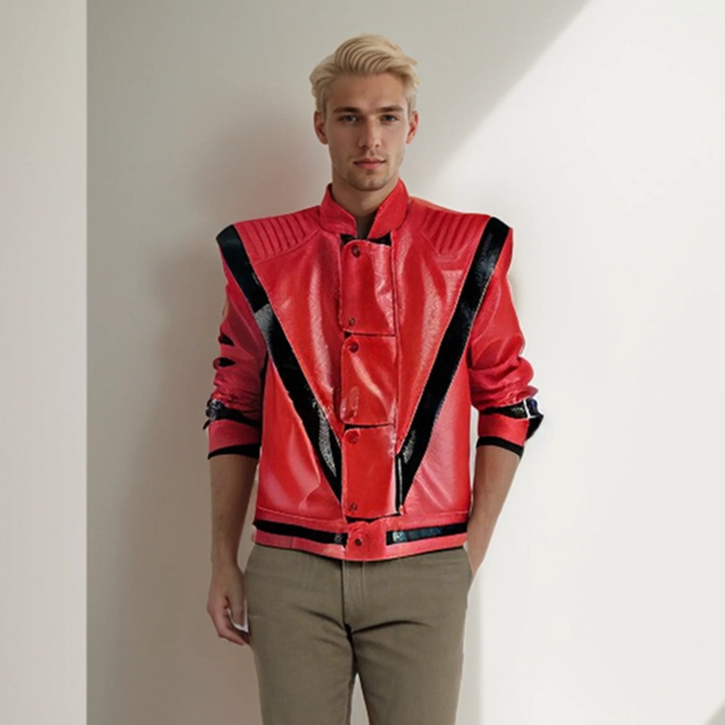 Michael Jackson Thriller Red Leather Jacket for Women/ men